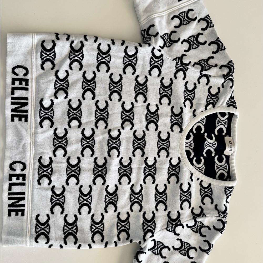 Celine Monochrome Logo Pattern Sweater